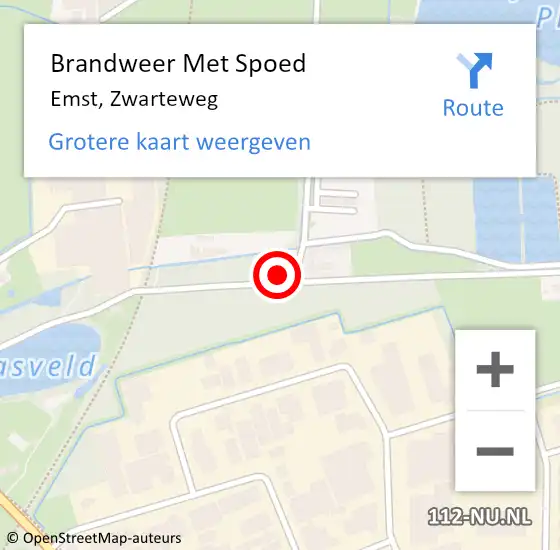 Locatie op kaart van de 112 melding: Brandweer Met Spoed Naar Emst, Zwarteweg op 7 februari 2014 17:58