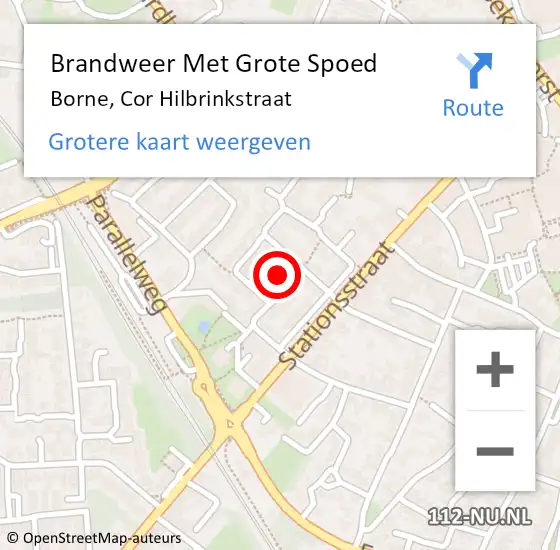 Locatie op kaart van de 112 melding: Brandweer Met Grote Spoed Naar Borne, Cor Hilbrinkstraat op 25 november 2017 05:15