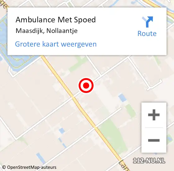 Locatie op kaart van de 112 melding: Ambulance Met Spoed Naar Maasdijk, Nollaantje op 25 november 2017 05:34