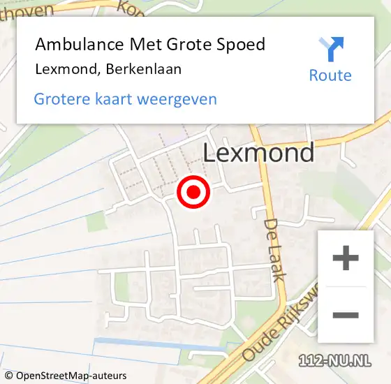 Locatie op kaart van de 112 melding: Ambulance Met Grote Spoed Naar Lexmond, Berkenlaan op 25 november 2017 05:37