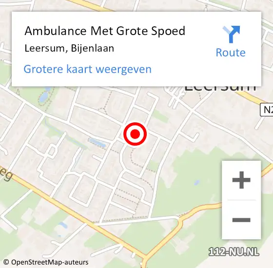 Locatie op kaart van de 112 melding: Ambulance Met Grote Spoed Naar Leersum, Bijenlaan op 25 november 2017 06:20