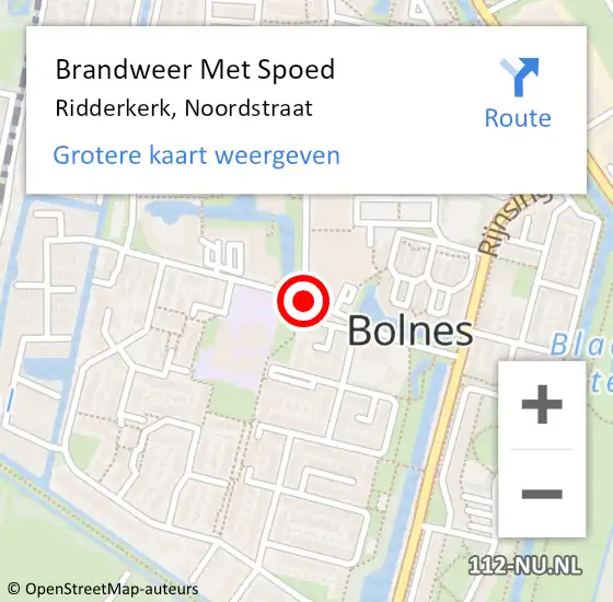 Locatie op kaart van de 112 melding: Brandweer Met Spoed Naar Ridderkerk, Noordstraat op 25 november 2017 07:19