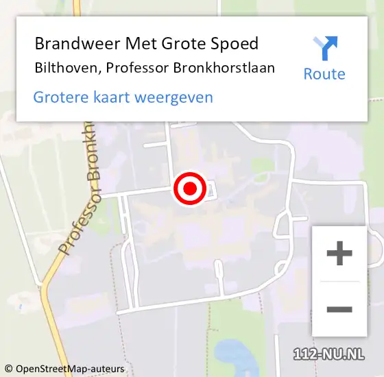 Locatie op kaart van de 112 melding: Brandweer Met Grote Spoed Naar Bilthoven, Professor Bronkhorstlaan op 25 november 2017 08:18