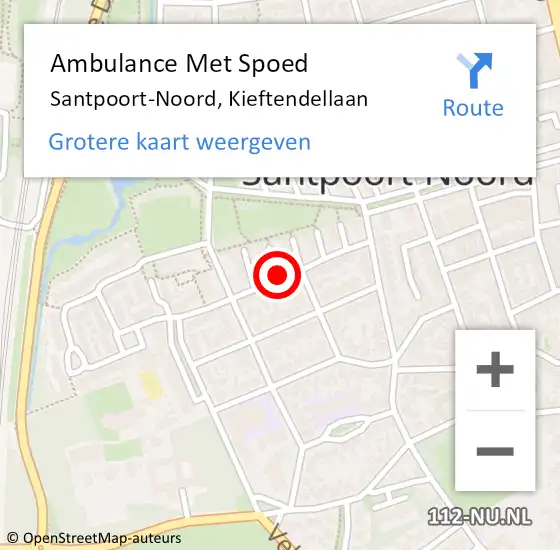 Locatie op kaart van de 112 melding: Ambulance Met Spoed Naar Santpoort-Noord, Kieftendellaan op 25 november 2017 08:21