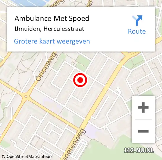 Locatie op kaart van de 112 melding: Ambulance Met Spoed Naar IJmuiden, Herculesstraat op 25 november 2017 08:22