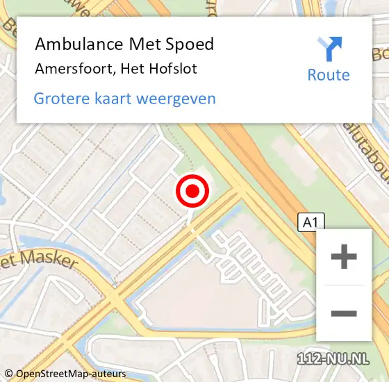 Locatie op kaart van de 112 melding: Ambulance Met Spoed Naar Amersfoort, Het Hofslot op 25 november 2017 08:23