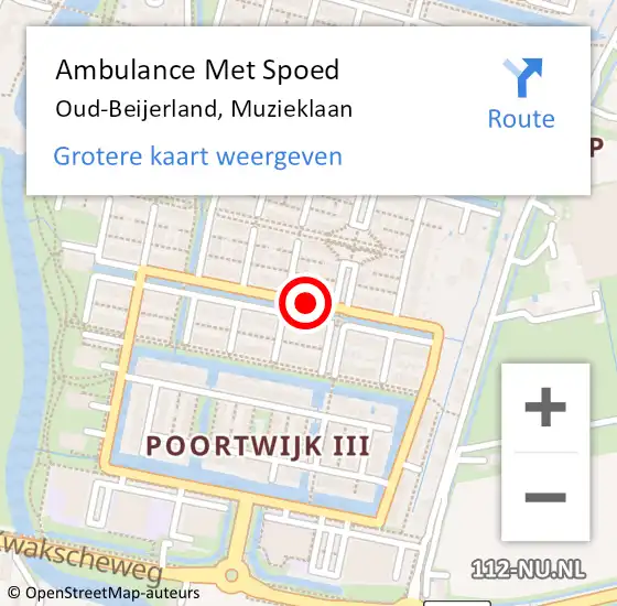 Locatie op kaart van de 112 melding: Ambulance Met Spoed Naar Oud-Beijerland, Muzieklaan op 25 november 2017 08:25