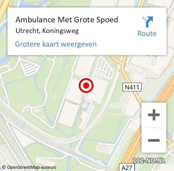 Locatie op kaart van de 112 melding: Ambulance Met Grote Spoed Naar Utrecht, Koningsweg op 25 november 2017 08:28