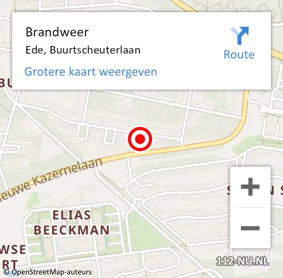Locatie op kaart van de 112 melding: Brandweer Ede, Buurtscheuterlaan op 25 november 2017 08:29
