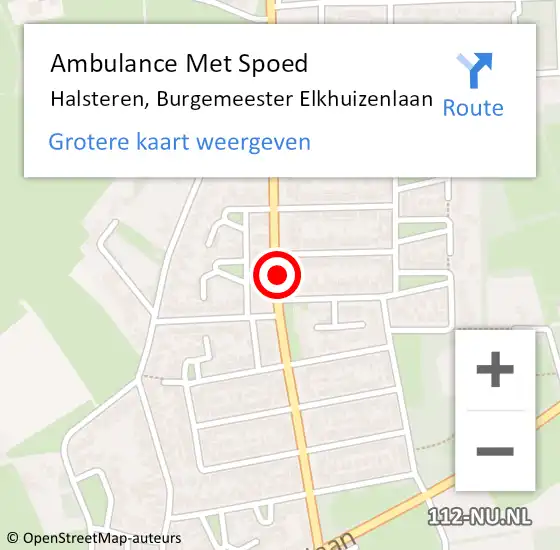 Locatie op kaart van de 112 melding: Ambulance Met Spoed Naar Halsteren, Burgemeester Elkhuizenlaan op 25 november 2017 08:35