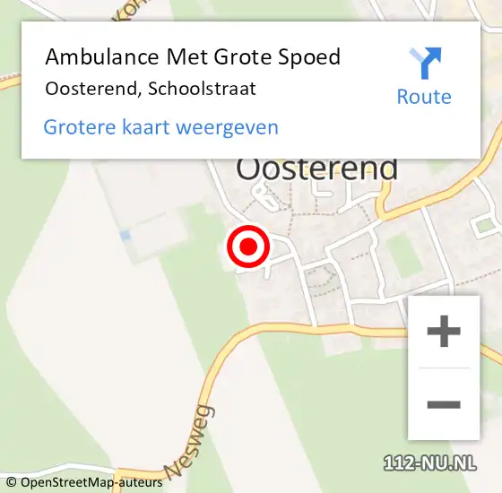 Locatie op kaart van de 112 melding: Ambulance Met Grote Spoed Naar Oosterend, Schoolstraat op 25 november 2017 08:53