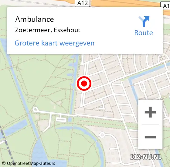 Locatie op kaart van de 112 melding: Ambulance Zoetermeer, Essehout op 25 november 2017 09:07