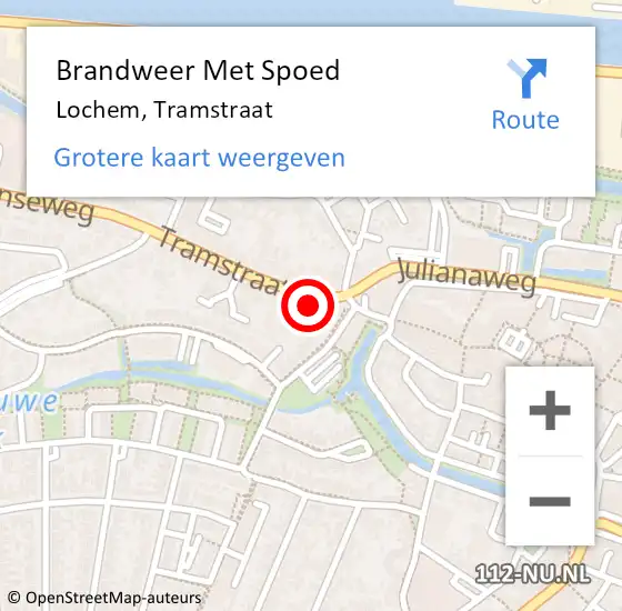 Locatie op kaart van de 112 melding: Brandweer Met Spoed Naar Lochem, Tramstraat op 25 november 2017 09:36