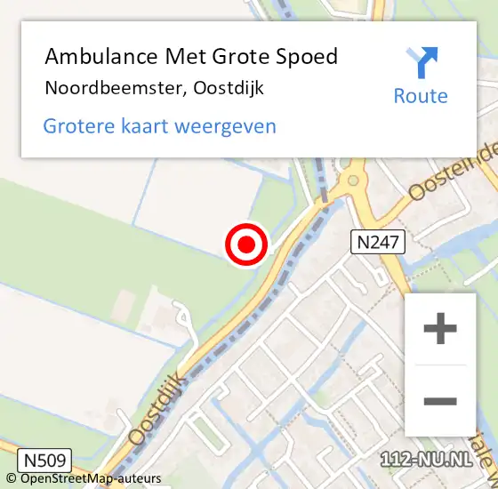 Locatie op kaart van de 112 melding: Ambulance Met Grote Spoed Naar Noordbeemster, Oostdijk op 25 november 2017 09:48