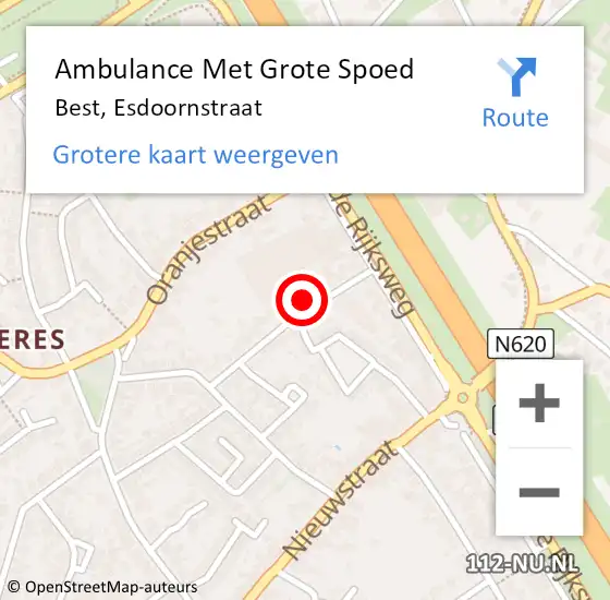 Locatie op kaart van de 112 melding: Ambulance Met Grote Spoed Naar Best, Esdoornstraat op 25 november 2017 10:15