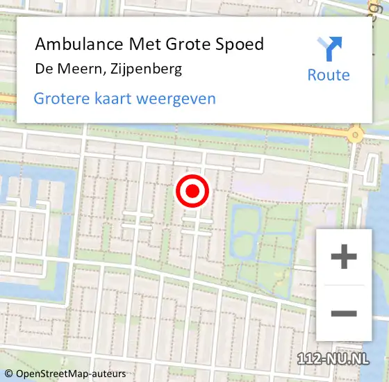 Locatie op kaart van de 112 melding: Ambulance Met Grote Spoed Naar De Meern, Zijpenberg op 25 november 2017 10:37