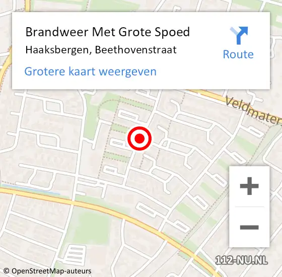 Locatie op kaart van de 112 melding: Brandweer Met Grote Spoed Naar Haaksbergen, Beethovenstraat op 25 november 2017 10:44