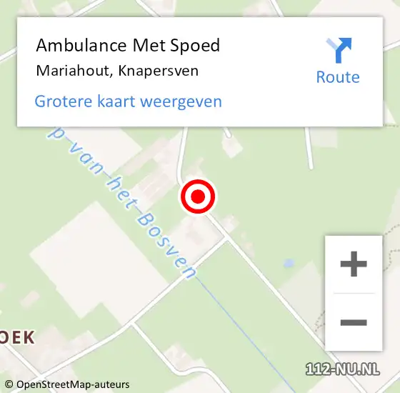 Locatie op kaart van de 112 melding: Ambulance Met Spoed Naar Mariahout, Knapersven op 25 november 2017 11:44