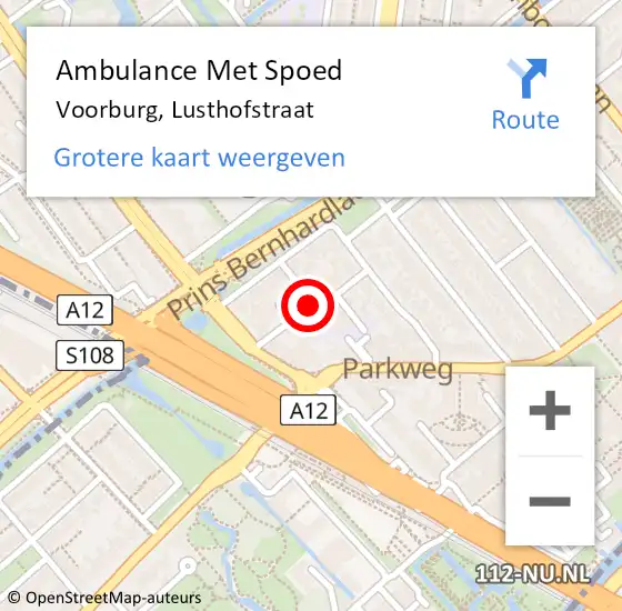 Locatie op kaart van de 112 melding: Ambulance Met Spoed Naar Voorburg, Lusthofstraat op 25 november 2017 12:16