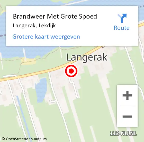 Locatie op kaart van de 112 melding: Brandweer Met Grote Spoed Naar Langerak, Lekdijk op 25 november 2017 12:31