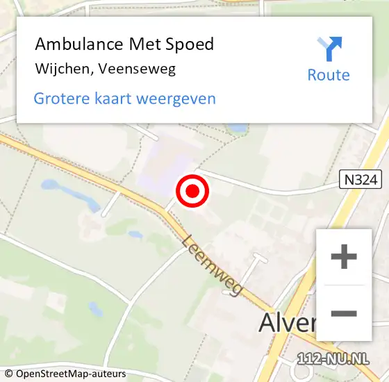 Locatie op kaart van de 112 melding: Ambulance Met Spoed Naar Wijchen, Veenseweg op 25 november 2017 12:34