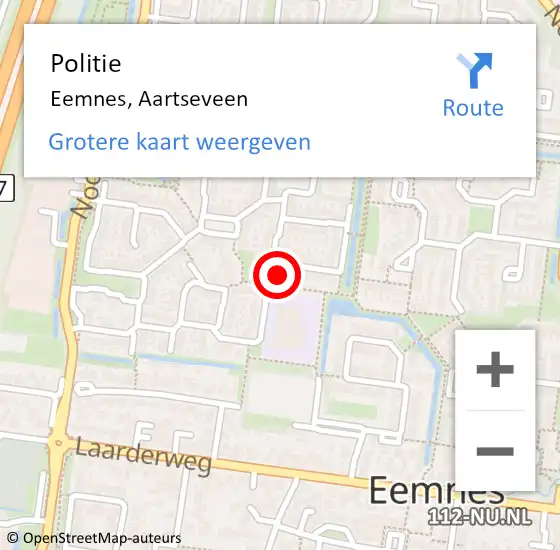 Locatie op kaart van de 112 melding: Politie Eemnes, Aartseveen op 25 november 2017 12:38