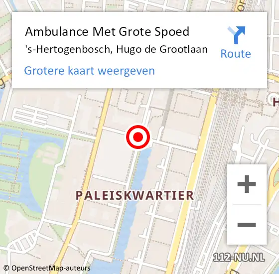 Locatie op kaart van de 112 melding: Ambulance Met Grote Spoed Naar 's-Hertogenbosch, Hugo De Grootlaan op 25 november 2017 14:23