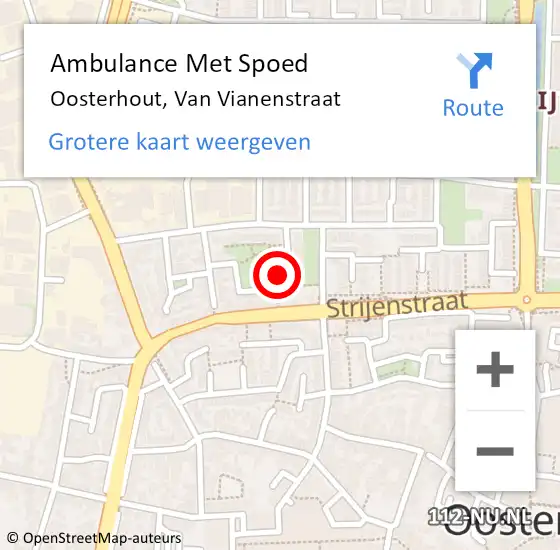 Locatie op kaart van de 112 melding: Ambulance Met Spoed Naar Oosterhout, Van Vianenstraat op 25 november 2017 14:36