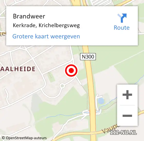 Locatie op kaart van de 112 melding: Brandweer Kerkrade, Krichelbergsweg op 7 februari 2014 18:43