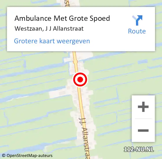 Locatie op kaart van de 112 melding: Ambulance Met Grote Spoed Naar Westzaan, J J Allanstraat op 25 november 2017 14:58