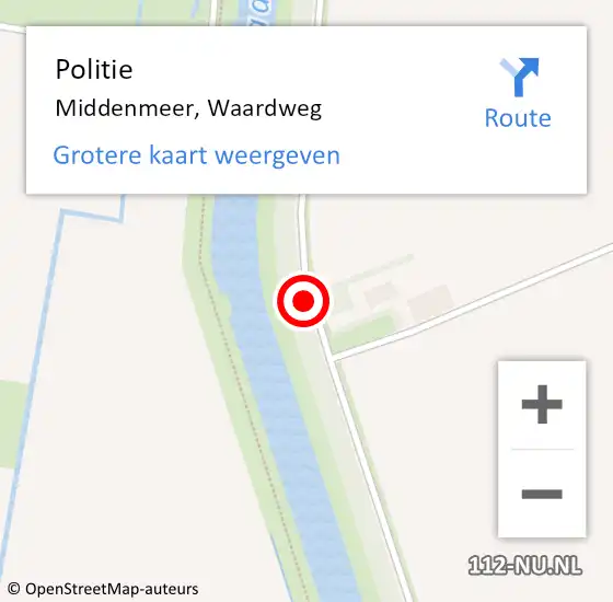 Locatie op kaart van de 112 melding: Politie Middenmeer, Waardweg op 25 november 2017 15:03