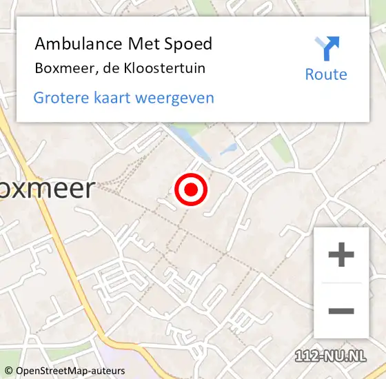 Locatie op kaart van de 112 melding: Ambulance Met Spoed Naar Boxmeer, de Kloostertuin op 25 november 2017 15:05