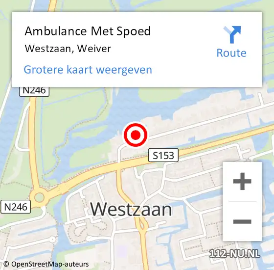 Locatie op kaart van de 112 melding: Ambulance Met Spoed Naar Westzaan, Weiver op 25 november 2017 15:17