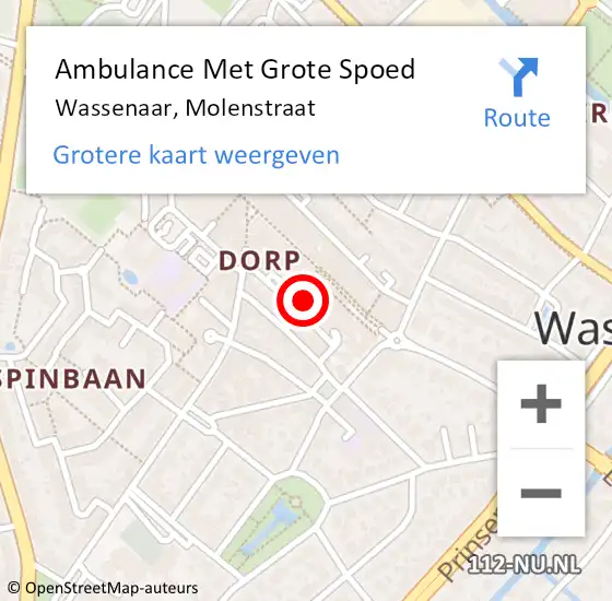 Locatie op kaart van de 112 melding: Ambulance Met Grote Spoed Naar Wassenaar, Molenstraat op 25 november 2017 15:25