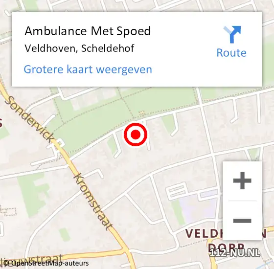 Locatie op kaart van de 112 melding: Ambulance Met Spoed Naar Veldhoven, Scheldehof op 25 november 2017 15:37