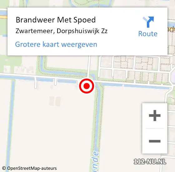 Locatie op kaart van de 112 melding: Brandweer Met Spoed Naar Zwartemeer, Dorpshuiswijk Zz op 25 november 2017 16:29