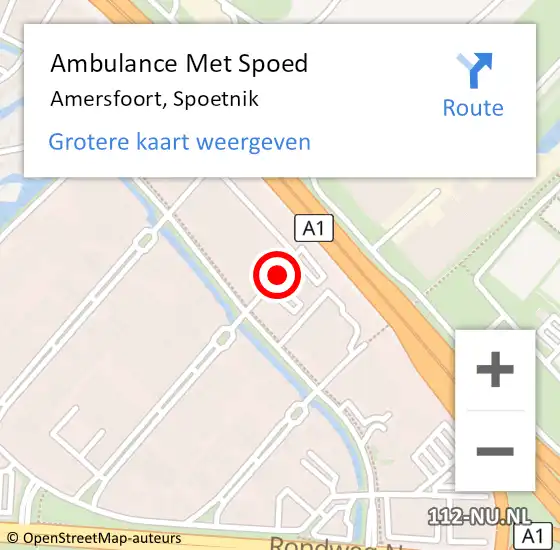 Locatie op kaart van de 112 melding: Ambulance Met Spoed Naar Amersfoort, Spoetnik op 25 november 2017 16:56