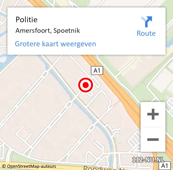 Locatie op kaart van de 112 melding: Politie Amersfoort, Spoetnik op 25 november 2017 16:57