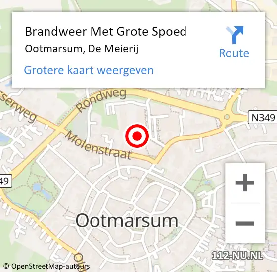 Locatie op kaart van de 112 melding: Brandweer Met Grote Spoed Naar Ootmarsum, De Meierij op 25 november 2017 17:34