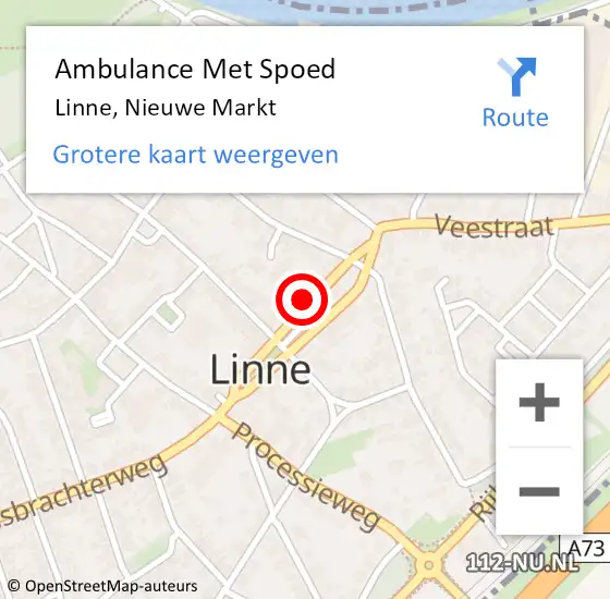 Locatie op kaart van de 112 melding: Ambulance Met Spoed Naar Linne, Nieuwe Markt op 25 november 2017 17:44