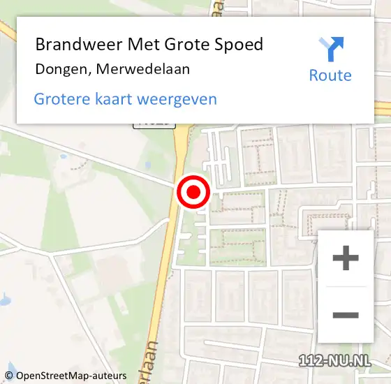 Locatie op kaart van de 112 melding: Brandweer Met Grote Spoed Naar Dongen, Merwedelaan op 25 november 2017 19:07