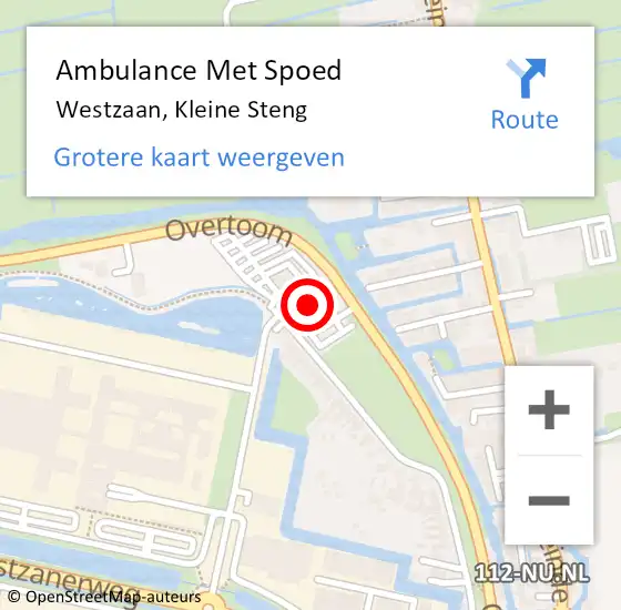 Locatie op kaart van de 112 melding: Ambulance Met Spoed Naar Westzaan, Kleine Steng op 25 november 2017 19:14