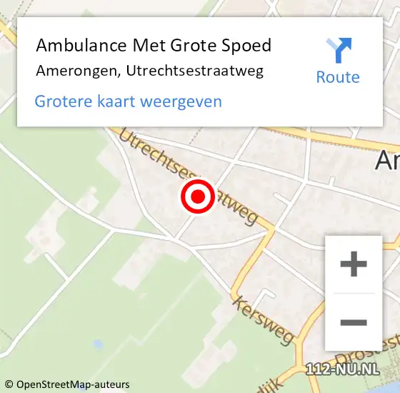 Locatie op kaart van de 112 melding: Ambulance Met Grote Spoed Naar Amerongen, Utrechtsestraatweg op 25 november 2017 19:30