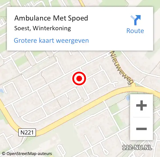 Locatie op kaart van de 112 melding: Ambulance Met Spoed Naar Soest, Winterkoning op 25 november 2017 20:02