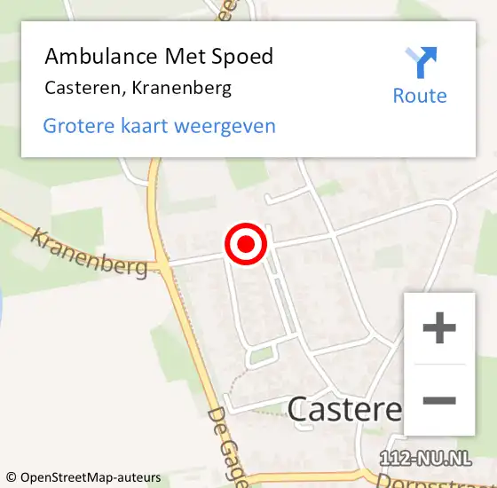 Locatie op kaart van de 112 melding: Ambulance Met Spoed Naar Casteren, Kranenberg op 25 november 2017 20:34