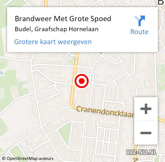 Locatie op kaart van de 112 melding: Brandweer Met Grote Spoed Naar Budel, Graafschap Hornelaan op 25 november 2017 21:08