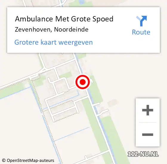 Locatie op kaart van de 112 melding: Ambulance Met Grote Spoed Naar Zevenhoven, Noordeinde op 25 november 2017 21:29