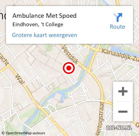 Locatie op kaart van de 112 melding: Ambulance Met Spoed Naar Eindhoven, 't College op 25 november 2017 22:48
