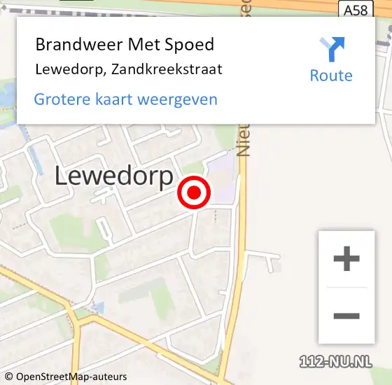 Locatie op kaart van de 112 melding: Brandweer Met Spoed Naar Lewedorp, Zandkreekstraat op 25 november 2017 23:07