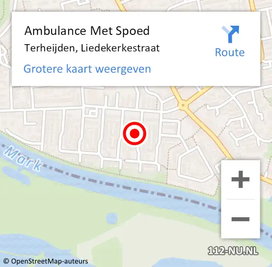 Locatie op kaart van de 112 melding: Ambulance Met Spoed Naar Terheijden, Liedekerkestraat op 25 november 2017 23:46